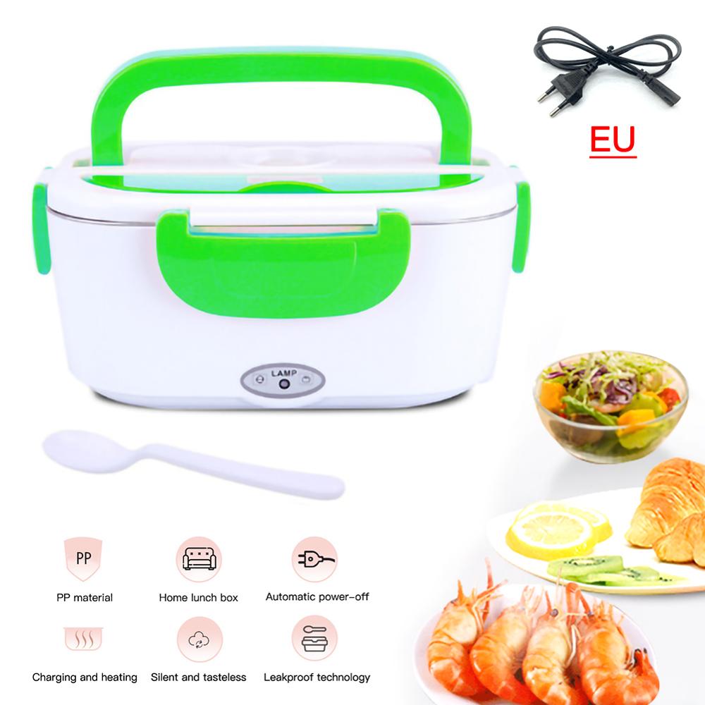 1.5L Elektrische Verwarming Lunchbox Huis & Auto 12V 220V Plug-In Lunchboxen Plastic Of Stalen voedsel Container Draagbare Gerecht Bento Box: Green EU