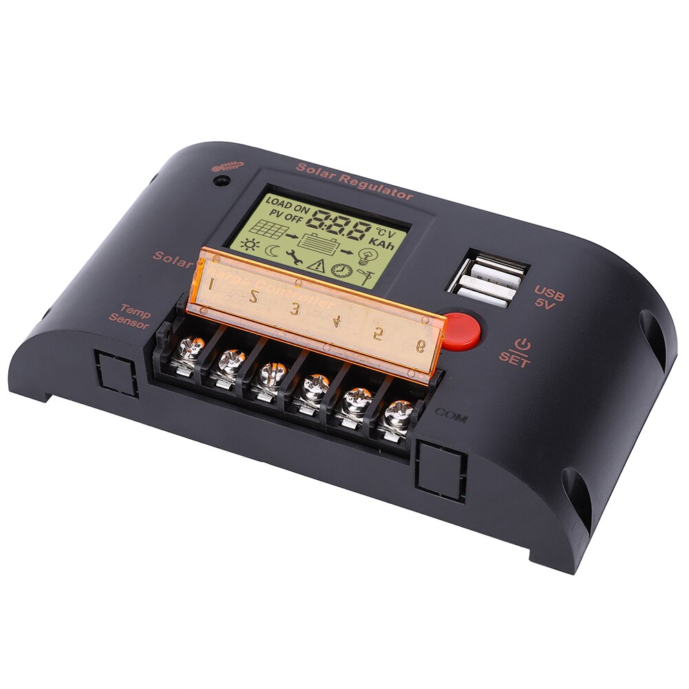 Solar Panel Regulator LCD Solar Charge Controller 10A/20A 12V/24V for Lead-Acid Battery Auto Switch Overload Protection CMB2410