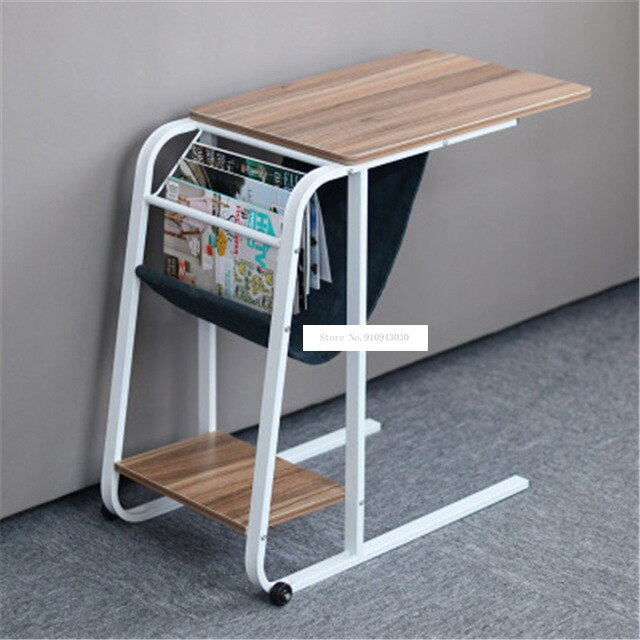 Multipurpose Mobile Computer Table Living Room Removable Sofa Side Table Portable Bed Table Desk with Storage Holders: Ancient Oak