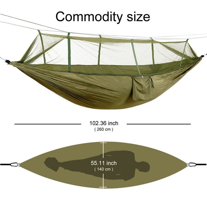 Rede de acampamento parachute mosquiteiro rede hammock portátil dupla pessoa pendurado dormir cama