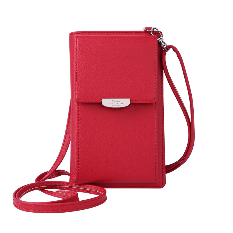 Multifunzionale in pelle Crossbody Sacchetto di Spalla Del Telefono mini Raccoglitore Delle Donne messaggero Femminile Frizione 2-in-1 Supporto di Carta Della Caramella colore: rosso