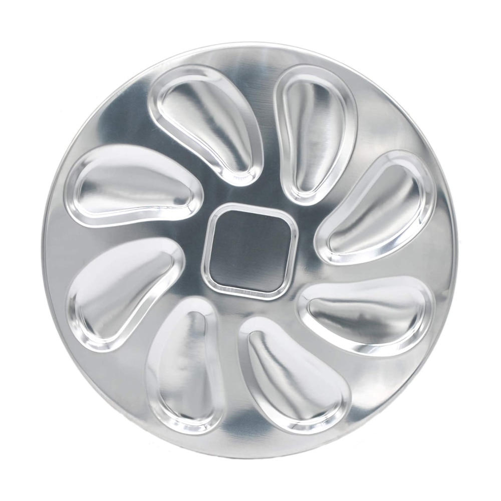 Brand Oyster Shell Shaped 8 Slots Stainless Steel Oyster Serving Grilling Plate Pan for Oysters Sauce and Lemons