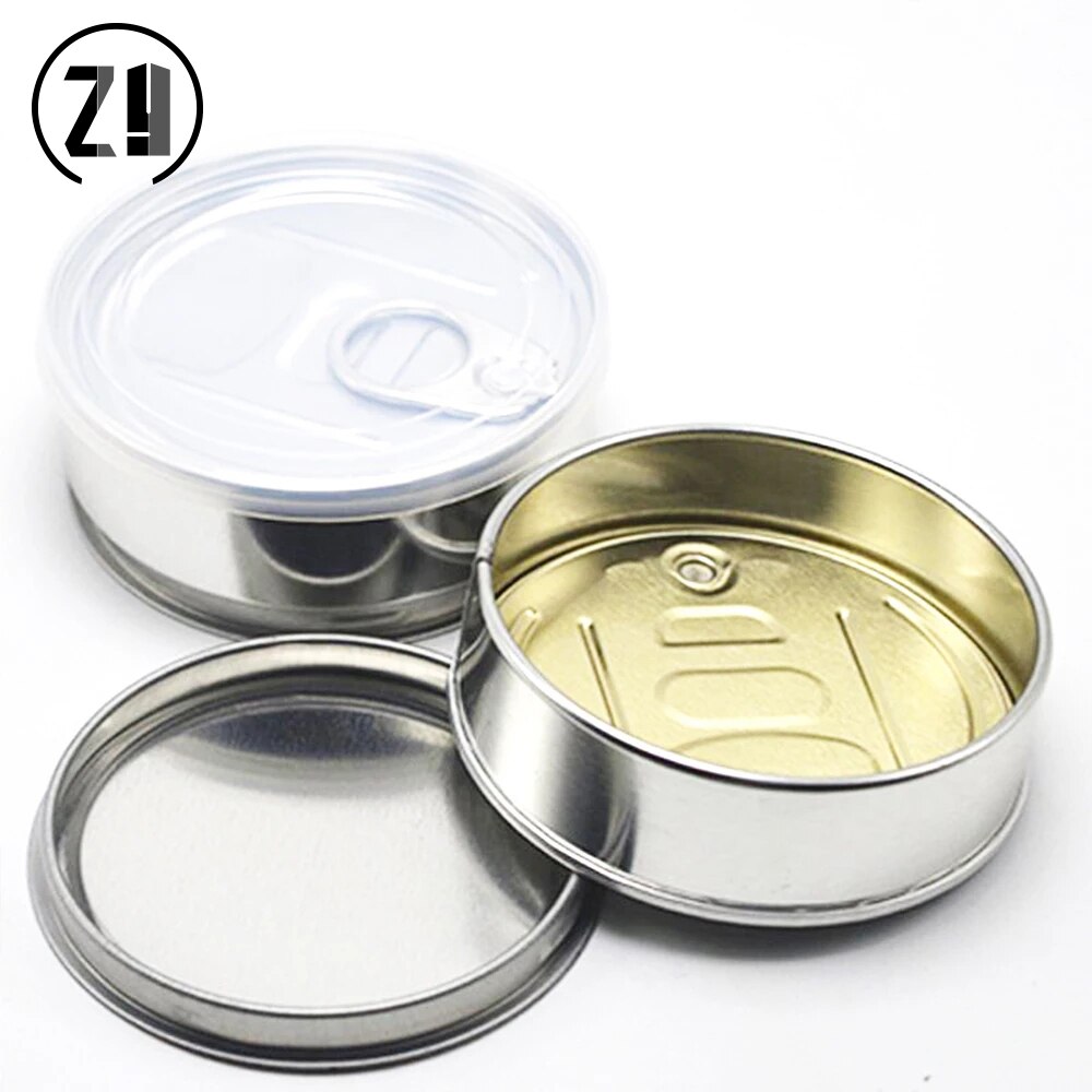 10/20pcs Boîtes de Conserve Avec Autocollant Pot De Stockage Boîte Conteneur Chroma Étiquette Auto-scellant Pressitin Couvercle En Métal