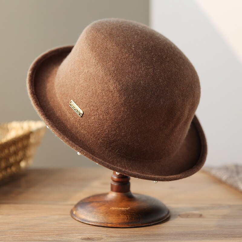 Sedancasesa klassiske bowlerhatte til kvinder australien uldfilthat sejler efterår vinter dame fedora kasket