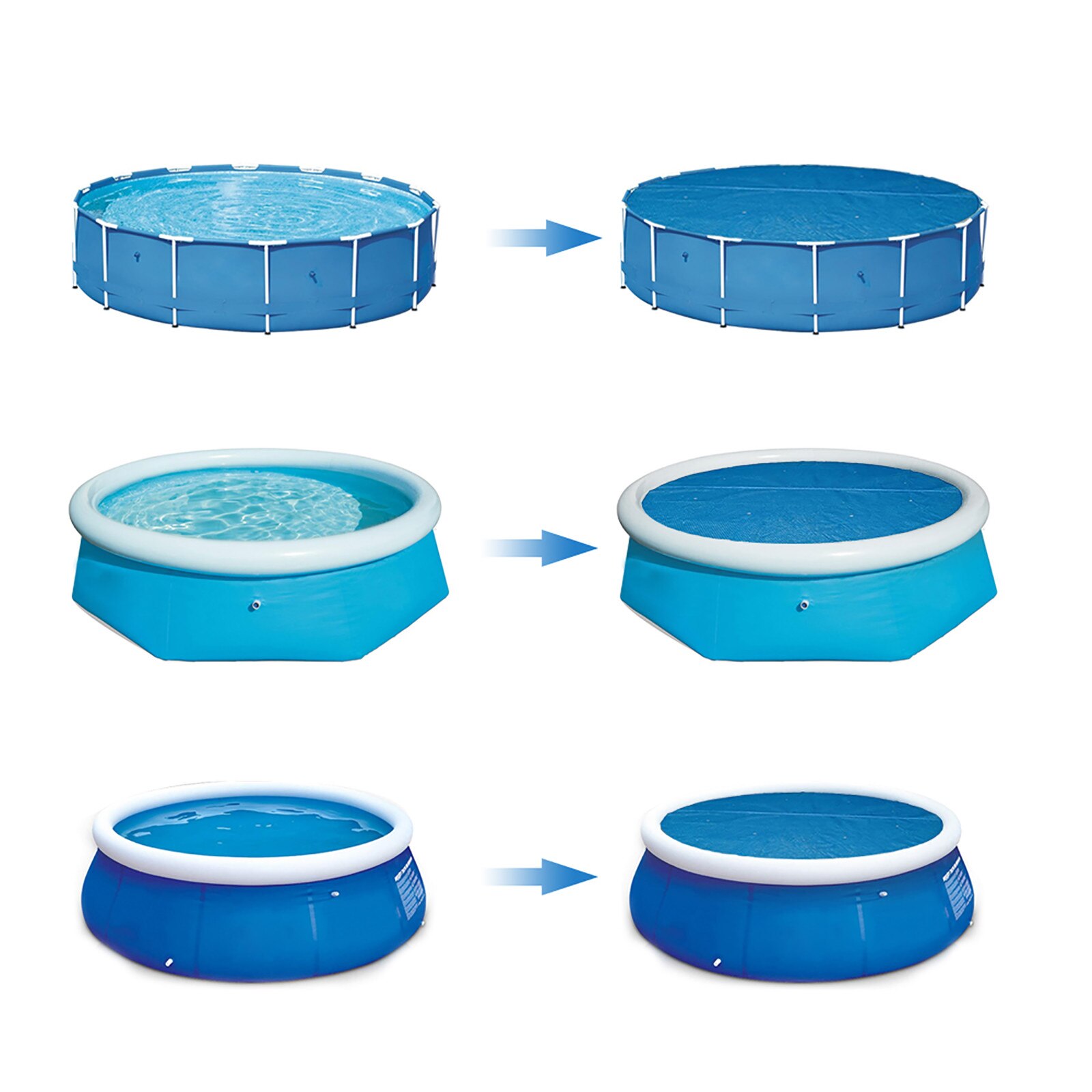 5/6/8/10ft Round Swimming Paddling Pool Cover Inflatable Round Swim Pool UV-resistant Waterproof Dustproof Cover with Rope