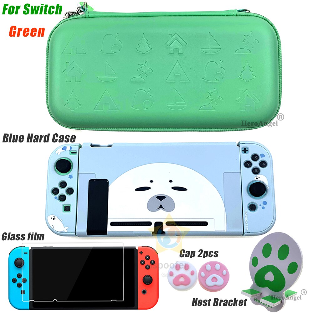 Cute Pink For Nintend Switch Protective Case Animal Crossing Console Storage Bag for Nintendo Switch Lite Accessories Thumb Grip