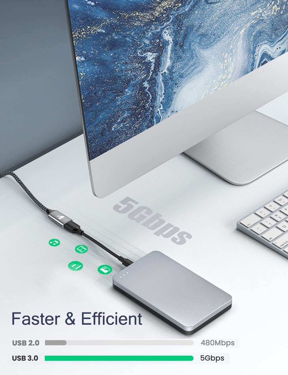 USB 3.0 2.0 Extension Cable Male to Female Data Cable USB3.0 Extender Cord For PC TV keyboard Mouse Computer USB Extension Cable