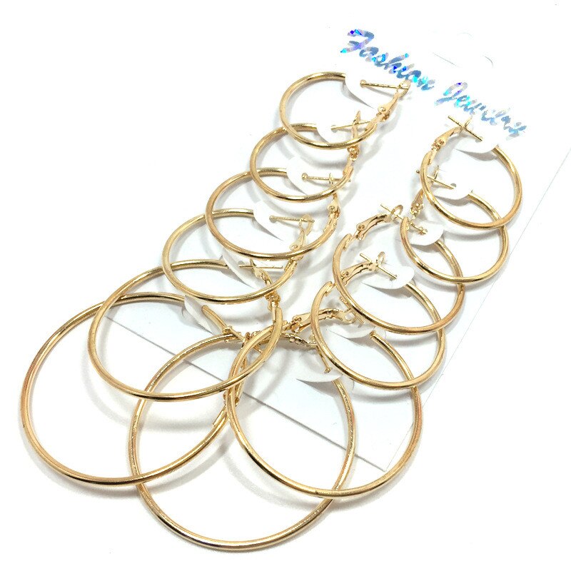 Boho Rose Gold Silber Farbe Kreis Hoop Ohrringe Sets für Frauen Mädchen Vintage Ohr Clip Hochzeit Schmuck: Rose Red