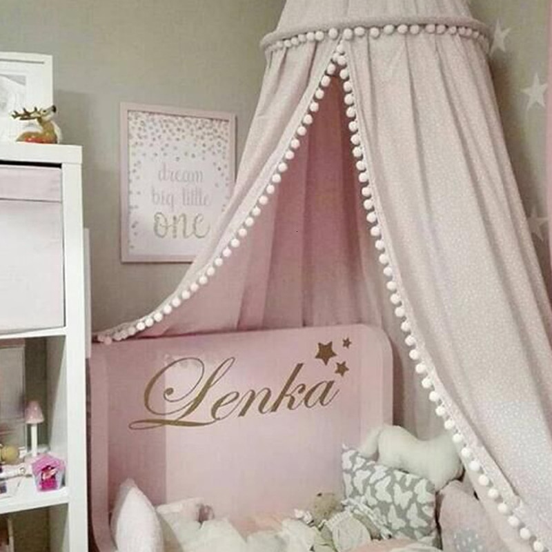 Koodykids Nursery Decor Katoen Luifel Wieg Met Kleine Pompoms Mosquito Baby Boy Girl Room Kids Kinderen Kamer Crib Canopy Decor