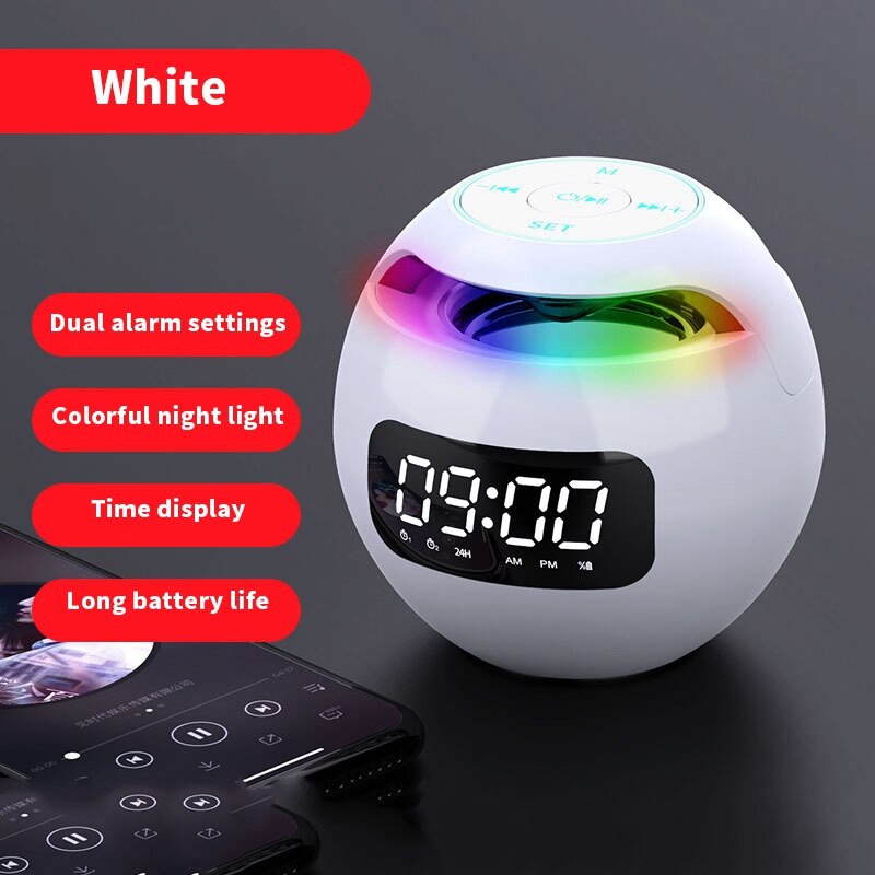 Draadloze Bluetooth Speaker Sound Box Klok Alarm Kleur Nachtlampje Met Microfoon Usb 5.0 Adapter Klok Versie