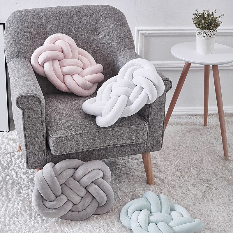 Baby Bett Stoßstange Knoten Geflecht Kissen Weiche Zimmer Dekoration INSstyle Kissen Krippe Stoßfänger Kleinkind Protetor Baby Bett Einstellung Fotografie