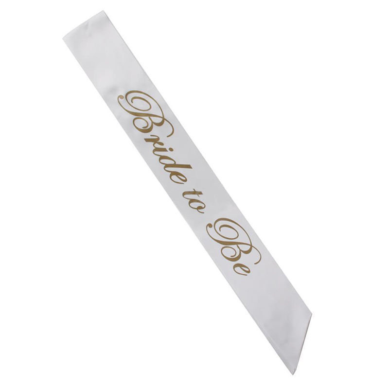 White & Gold Bride to be Sash Women Hen Night Bachelorette Bridal Shower Party