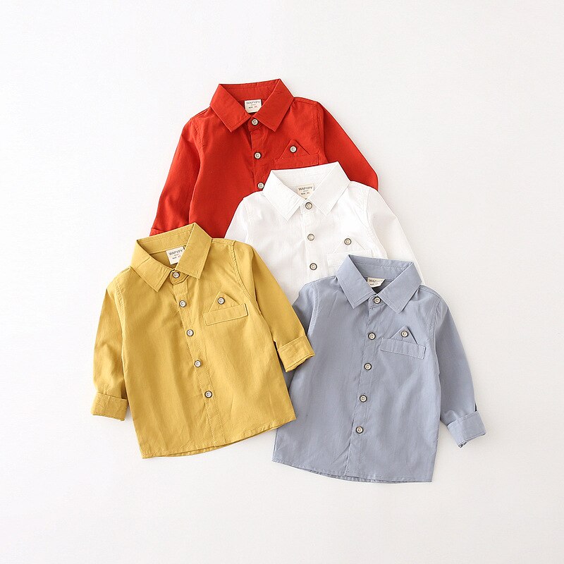 Chemise à manches longues pour garçon, vêtement pour enfant coréen en pur coton, automne