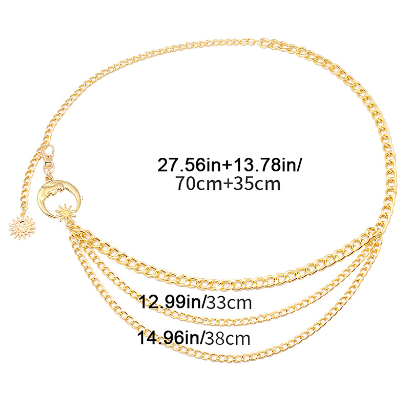 YUEMING 3 Pezzi Cinture A Catena Per Donna, Metallo Cintura Donna Multistrato, Cintura A Catena Da Donna Regolabile Oro Argento Per Vestito E Jeans