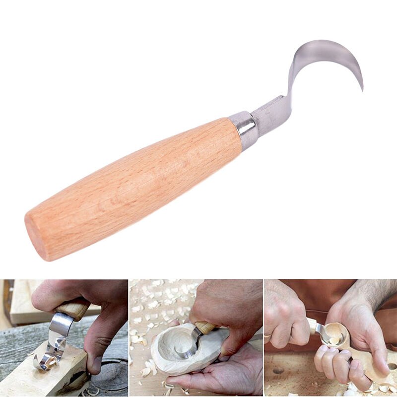 Stainless Steel Wood Carving Cutter Woodwork Sculptural DIY Wood Handle Spoon Hook Knife Carving Tools Woodcut Art Craft Tool