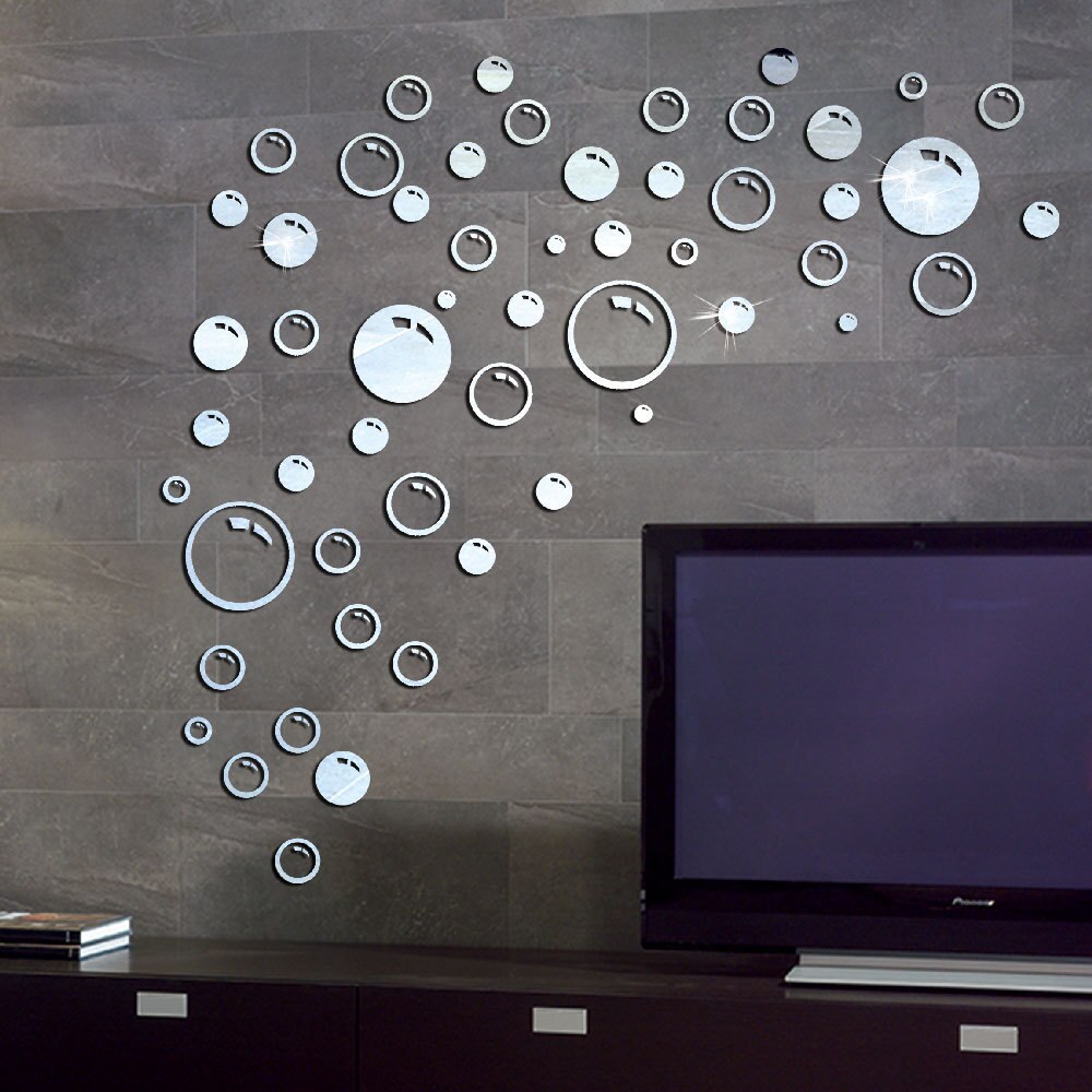 Bubble Shaped Acrylic Gold Sliver Mirror Stickers Wall Sticker Home Decoration Bedroom Living Room Decor