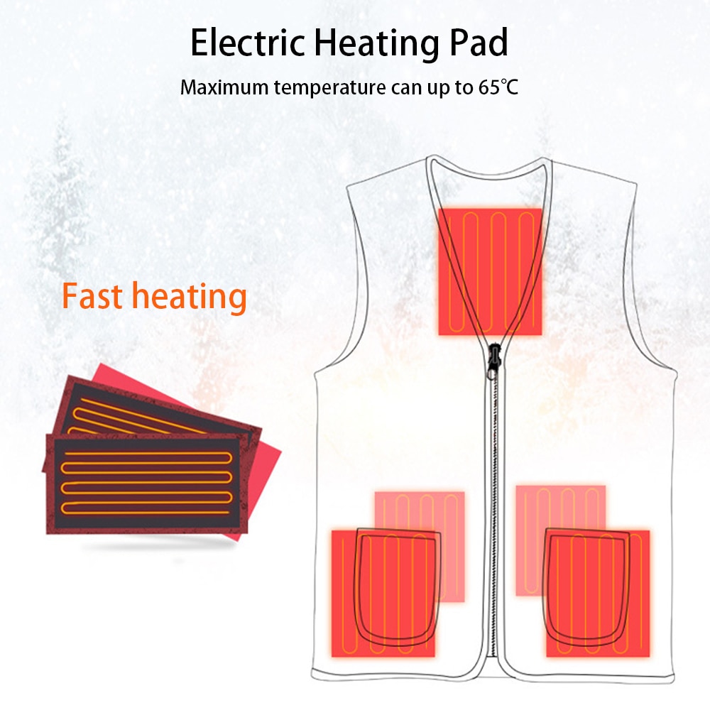 USB Charged Clothes Heating Pad 5V Electric Heating Sheet With 3 Gear Adjustable Temperature Heating Warmer Pad For Vest Jacket