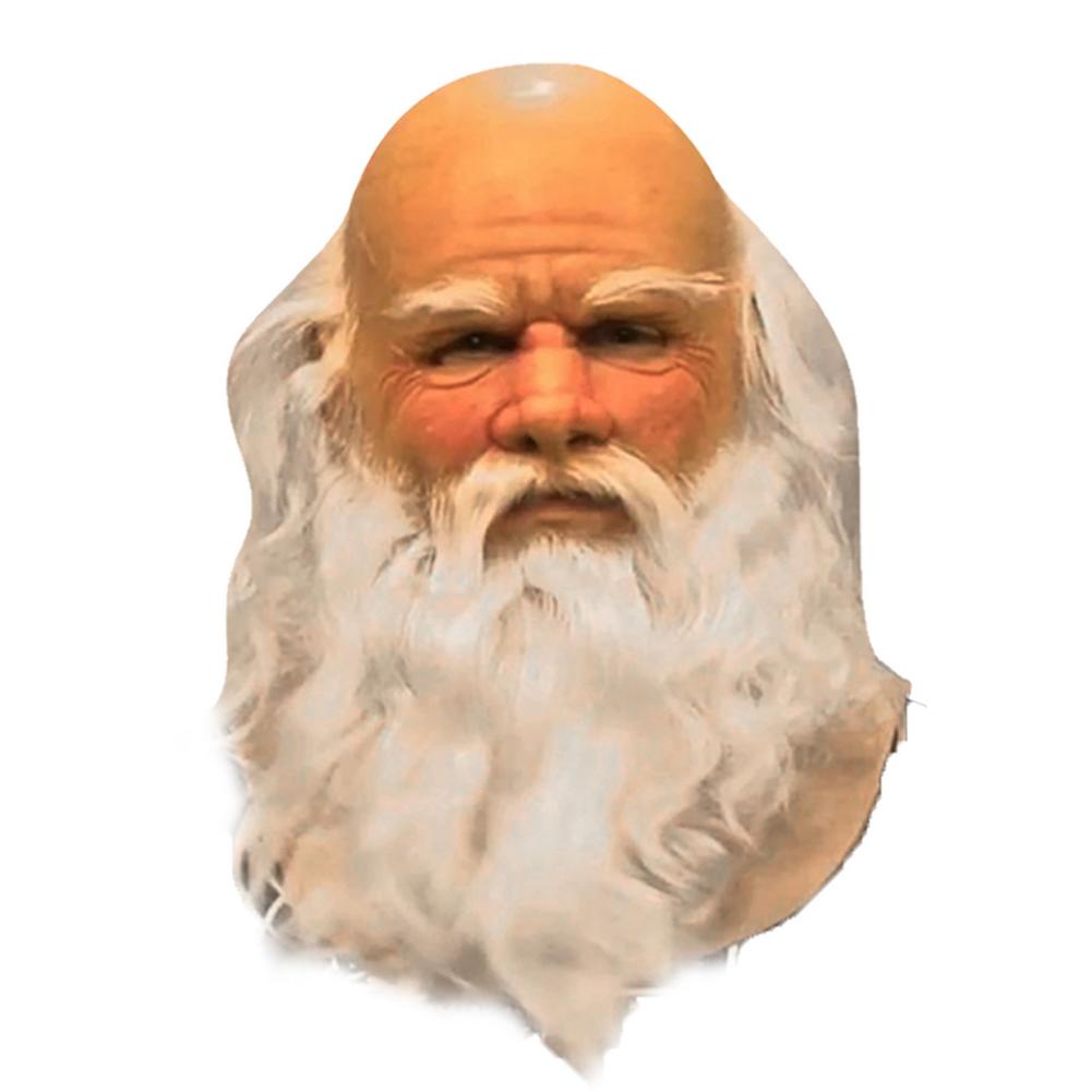 White-haired Beard Wearing Glasses Santa Claus Mask Headgear Grandpa Latex Mask: A