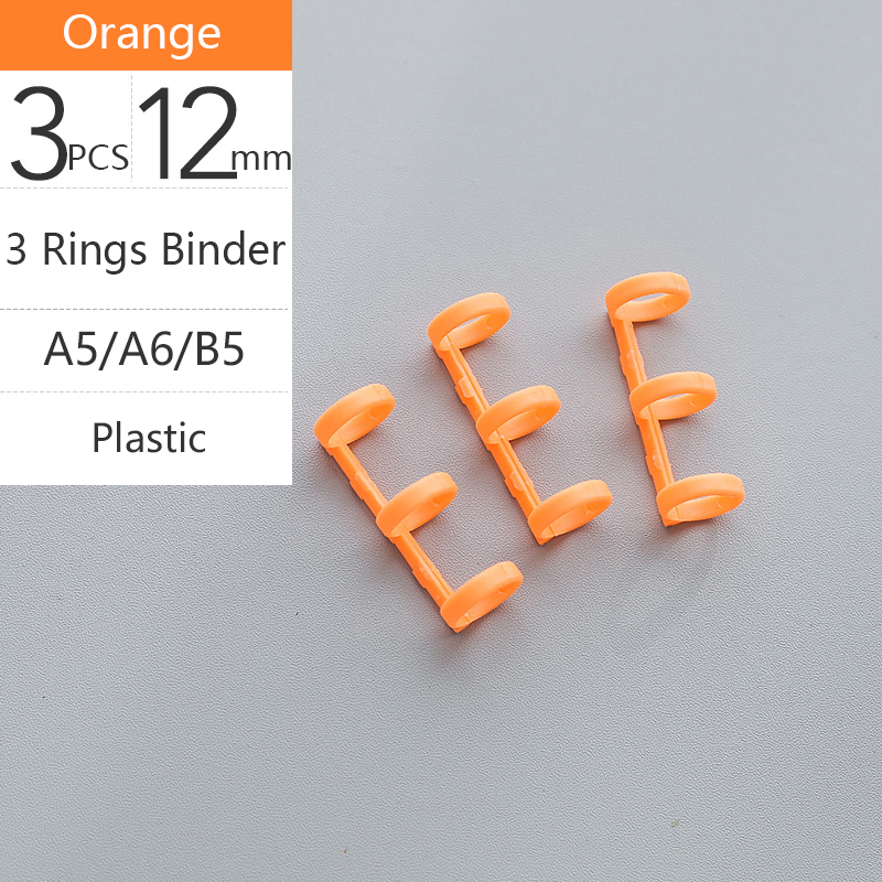 Colorful Plastic Loose-leaf Hinged Rings Binder Metal Notebook Ring DIY Books Binding Clamp Binder Desk Calendar Circle: Plastic Orange x3