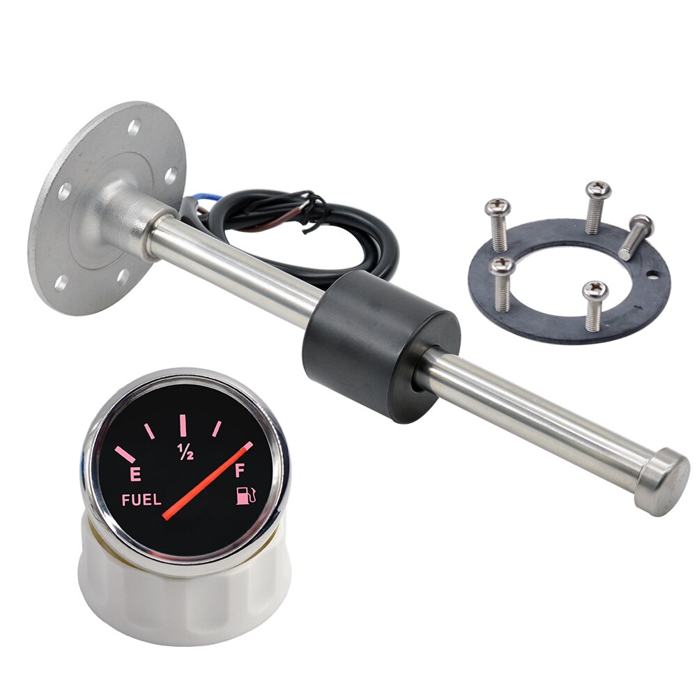 Round Earth 52MM Auto Car Ship Boat Tractor Water Fuel Level Gauge With Level Sensor Oil Liquid Tank Fuel Level Meter Indicator