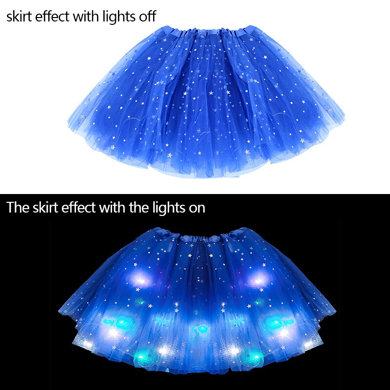 LED świecące światło spódnica z tiulu dorosłych dzieci dziewczyny księżniczka Tutu spódnica dzieci tkaniny Party taniec minispódniczka kostium ubrania Cosplay