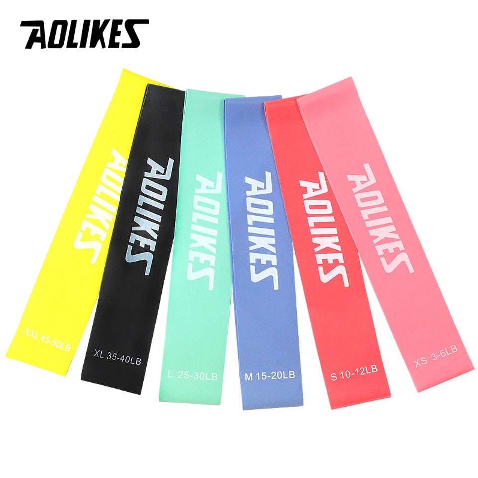 AOLIKES-banda de resistencia de látex Natural para entrenamiento de fuerza, bandas de goma para CrossFit, 1 unidad, 6 niveles disponibles