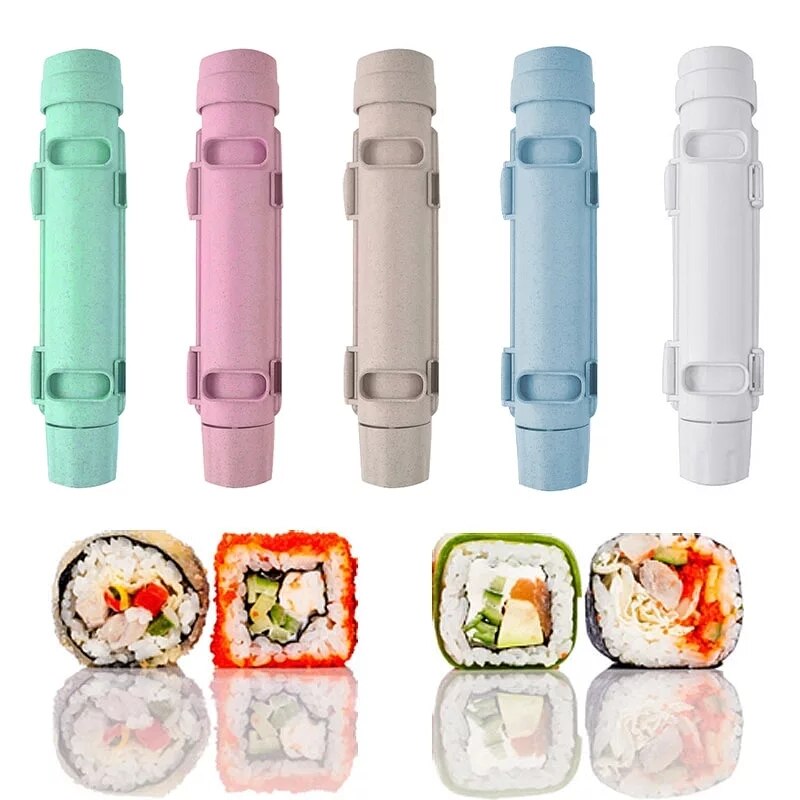 Sushi Maker Equipment Kit Japanese Rice Ball Roll Mold Bazooka Multifunctional Mould Making Sushi Tools Kitchen Gadgets Black