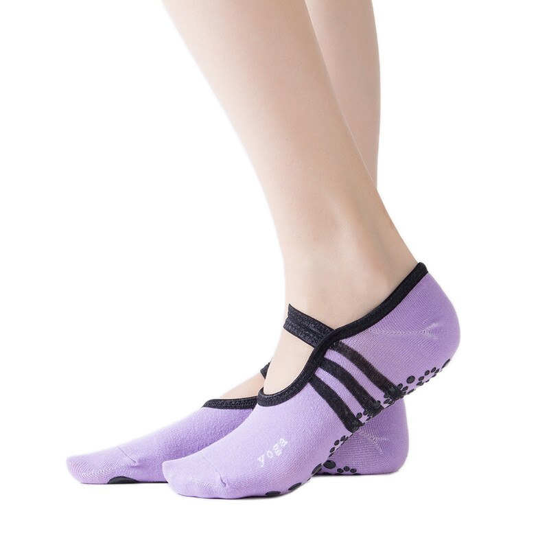 Meias femininas de algodão para ioga, balé, pilates, dança, yoga, dança, pilates, antipatinação, academia, novo, 2021: Light  purple