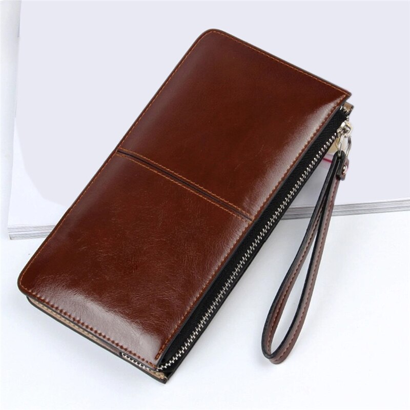 Vrouwen Office Lady Pu Lederen Lange Portemonnee Clutch Rits Business Wallet Bag Kaarthouder Grote Capaciteit Portemonnee: Brown