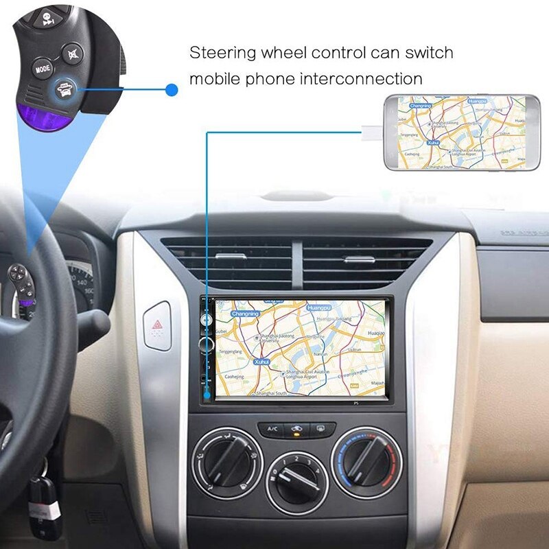 2 Din Car Stereo 7 Inch HD Contact Sn MP5 Player Bluetooth FM Radio Support IOS/Android Phone Mirror Link with AUX/Dual USB/