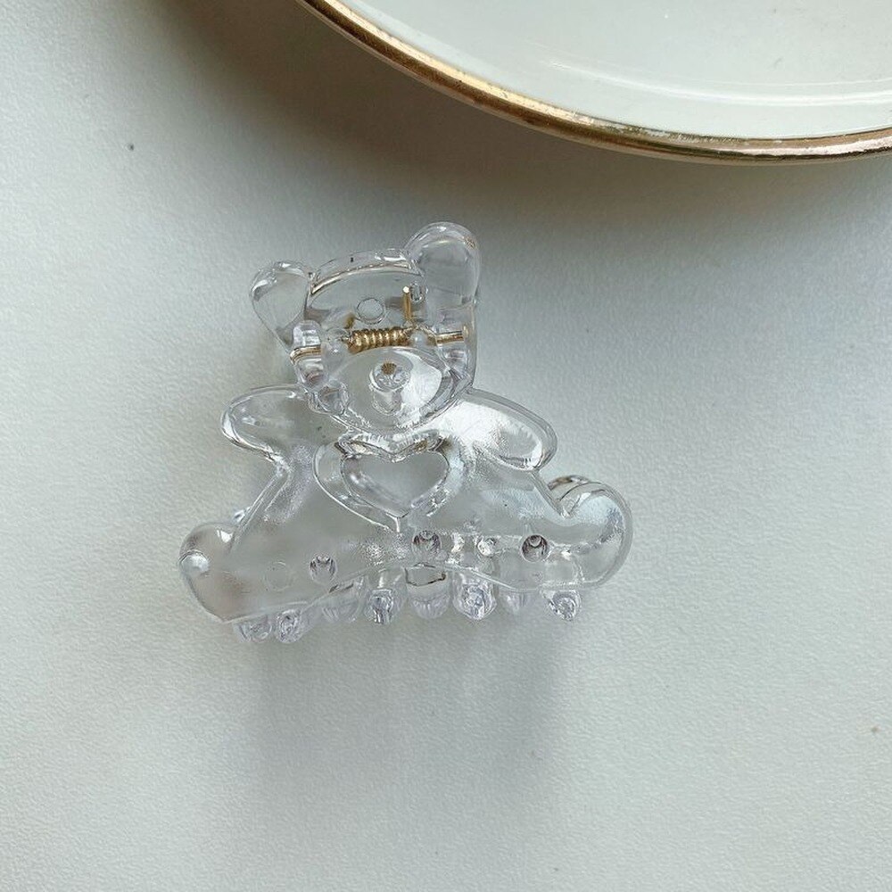 2Pc Koreaanse Kawaii Beer Haar Clip Klauw Klem Voor Vrouwen Meisjes Kids Haarspeld Krab Hoofdband Haar Washface Accessoires hoofddeksels: 2PC transparent