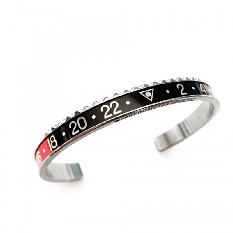 Bransoletka mankietowa ze stali nierdzewnej 12 kolorów w kolorze srebrnym ST01: steel-red-black-