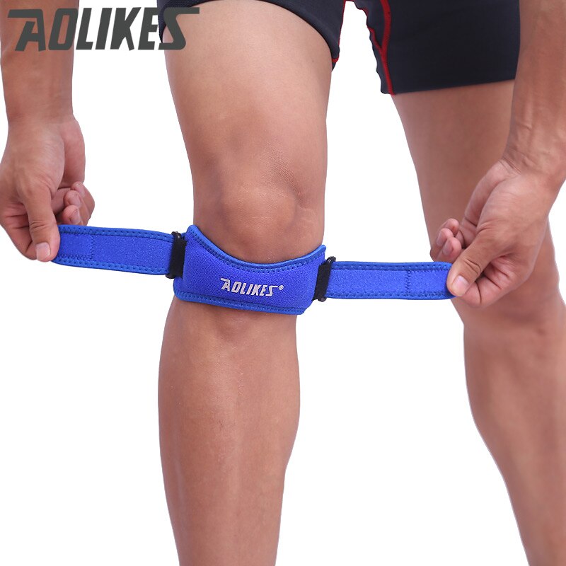 AOLIKES-Soporte de tendones ajustable para rodilla, rodilleras para correr, baloncesto, daños al aire libre, previene el gimnasio: Blue 7919 / 2 Piece