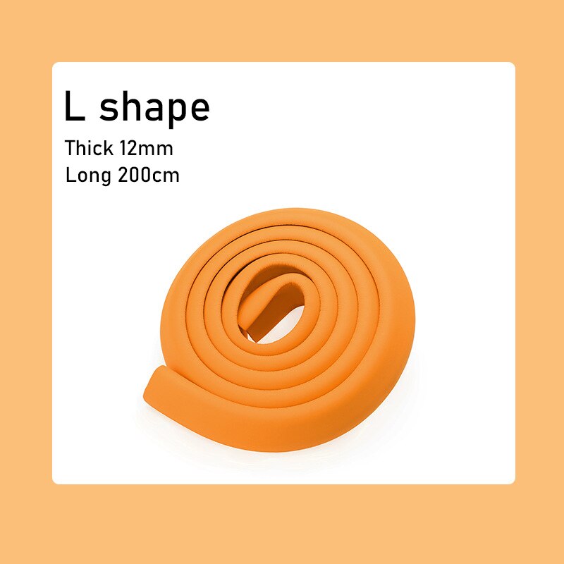 2m mjuk babysäkerhet skrivbord bord kantskydd säkerhet l-formad barn baby hörn skydd stötfångare vinkel hem anti-kollisionsremsa: Orange