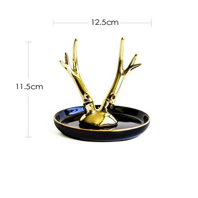 Bijoux européens plaque décoration dessin animé plateau de rangement en céramique salle de bain anneau collier Rrack Antler coiffeuse décorations: 16