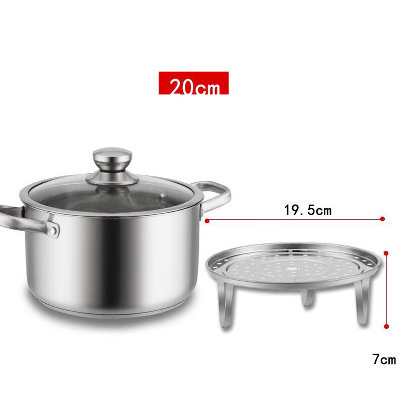 Roestvrijstalen soep dubbele boiler kookgereedschap keuken pan voorraadpotten kookgerei thuis inductiekookplaat pot stoofpot  tg138: 20 cm sets