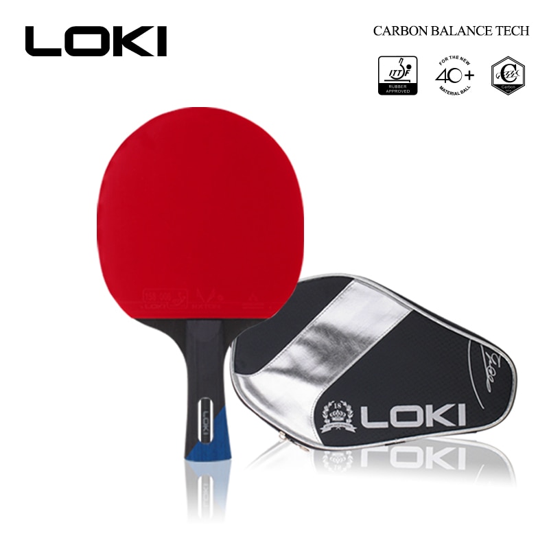 Loki tubo de carbono raquete de tênis de mesa 5 camadas de madeira pura lâmina raquetes espinhas no treinamento de borracha ping pong paddle bat com saco