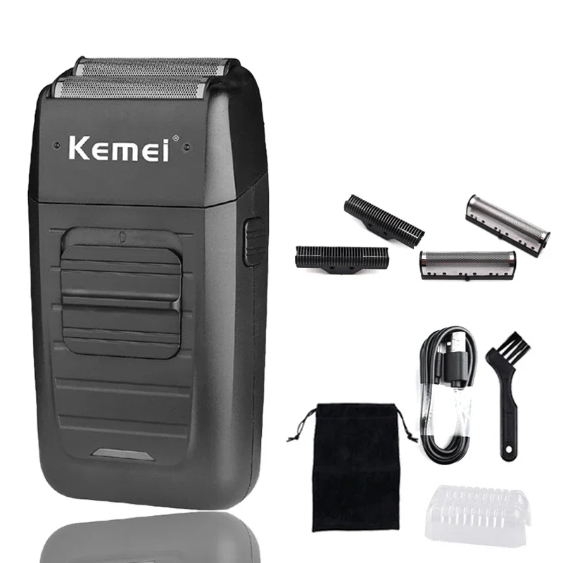 Kemei KM-1102 Wiederaufladbarer Akku-Rasierer für Männer, Zwilling-Klinge-Rasierer mit hin- und hergehendem Bart, Gesichtspflege, multifunktionaler stärker Trimmer: Himmel Blau