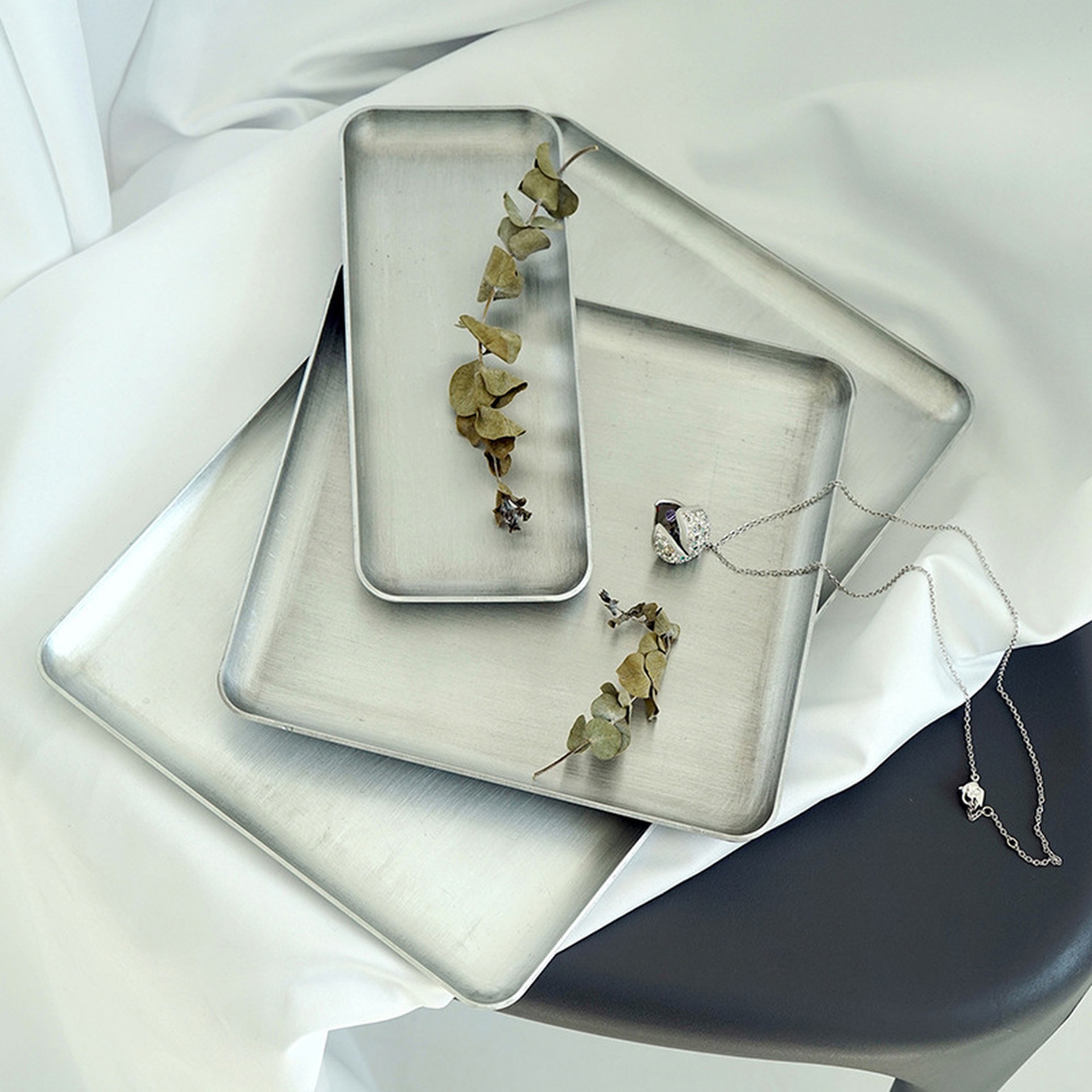 Aluminum Retro Storage Tray Geometric Old Snack Trays Industrial Wind Aluminum Tray Gourmet Photography Props S M L