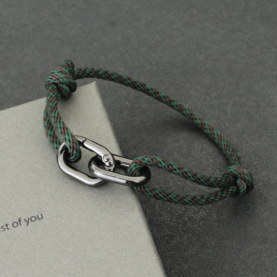 Kreatives Seilarmband für Männer, handgefertigt, verschiebbar, verstellbar, nautisches Armbinde, doppelter Karabinerhaken, böhmisches Armbinde, Homme-Zubehör: Rötlich braun