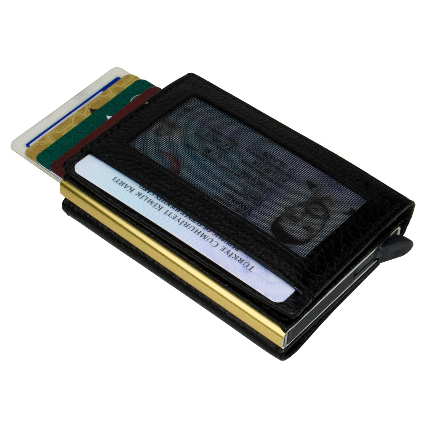 Male Mechanismed Wallet Auto Card Wallet 100 Leather