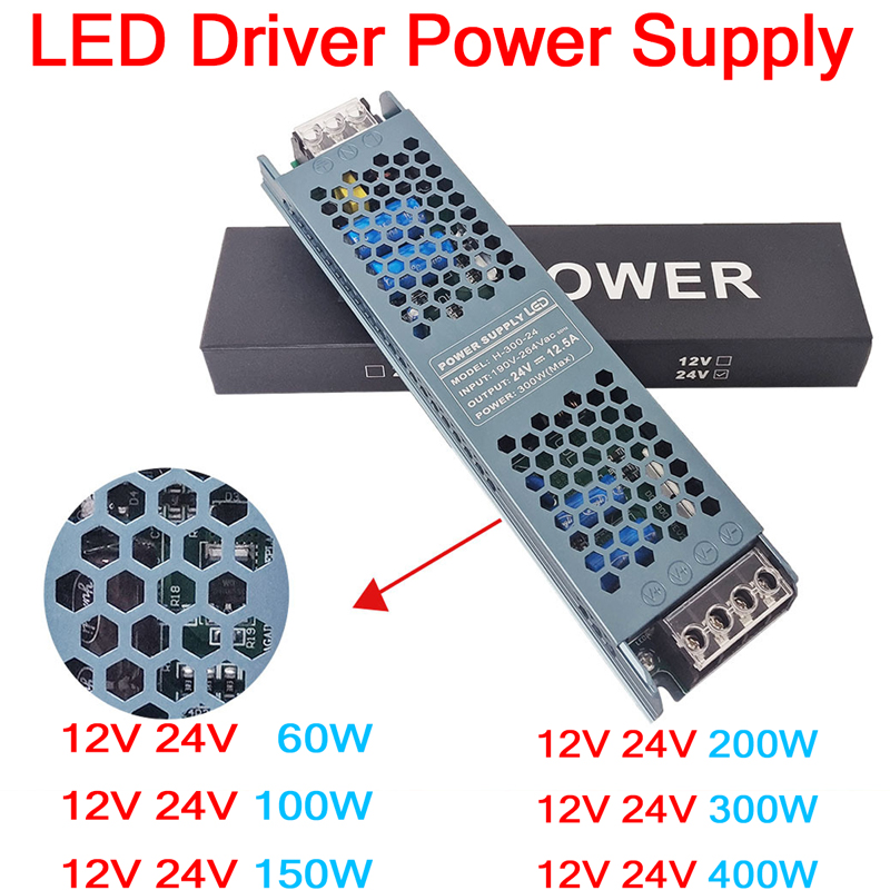 LED Driver 12 V Volt 24 V DC Voeding AC 190 220 V Naar 12 V Transformador 24 V 60 W 100 W 150 W 200 W 300 W 400 W Voor LED Strip Licht ﻿