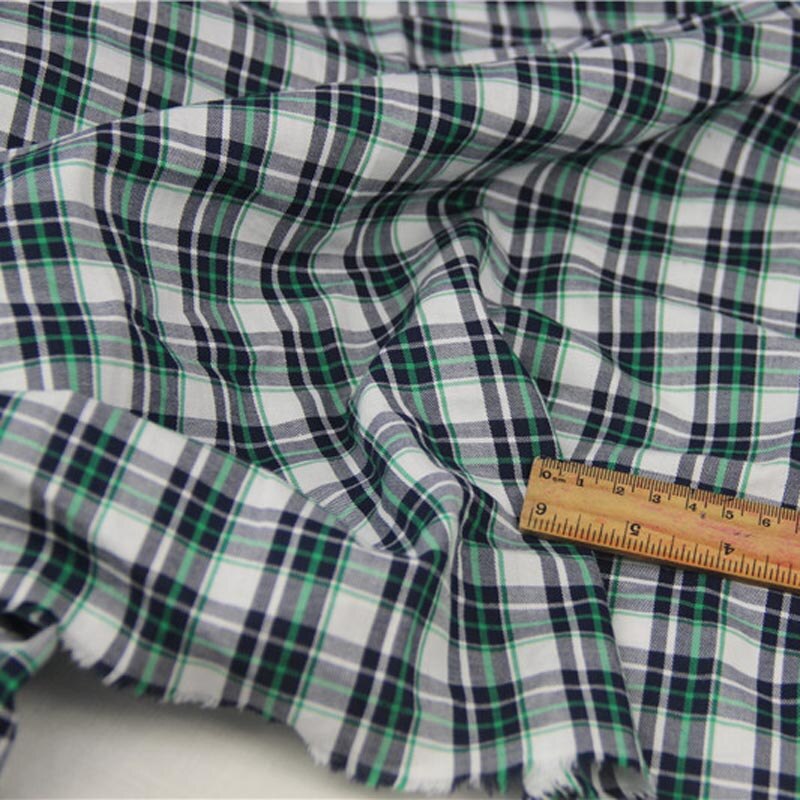 100%  kæmmet bomuldsgarn farvet grøn blå gul rød ternet tyndt fint stof til gør-det-selv sommerskjortekjole bluse hjemmetøj håndværk: Grøn / 250 x 148cm 2.5m