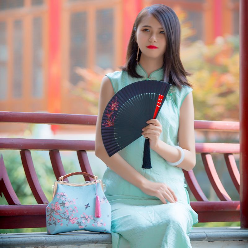 Saco uniforme, saco cheongsam, saco antigo, saco de ombro único, presente presente, saco de jantar, saco feito à mão, saco feminino, saco de ouro, chão