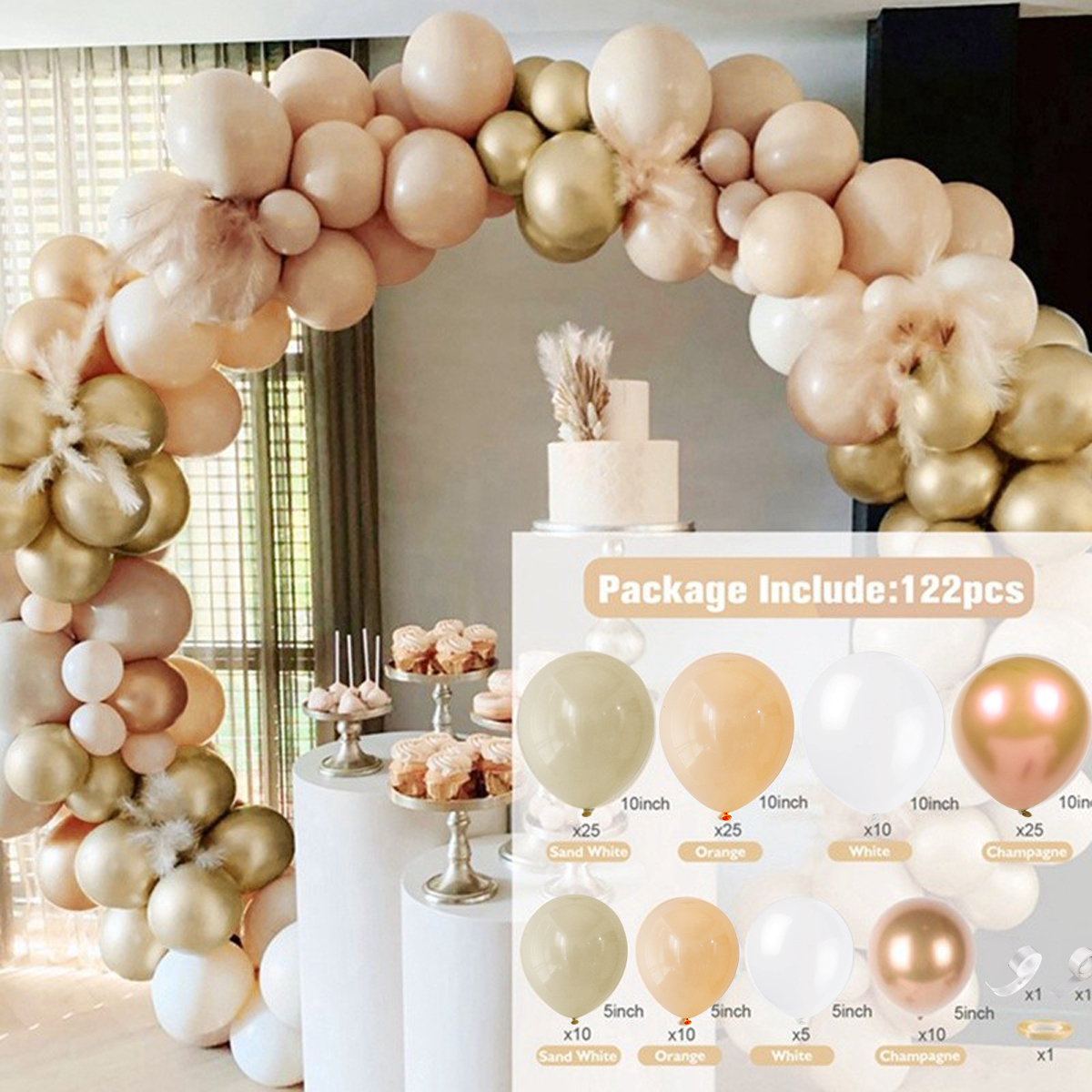 Kit de arco de guirnalda de Globos marrón café albaricoque, decoraciones para de cumpleaños y boda, suministros de Baby Shower para niños, Globos de látex: RUBY