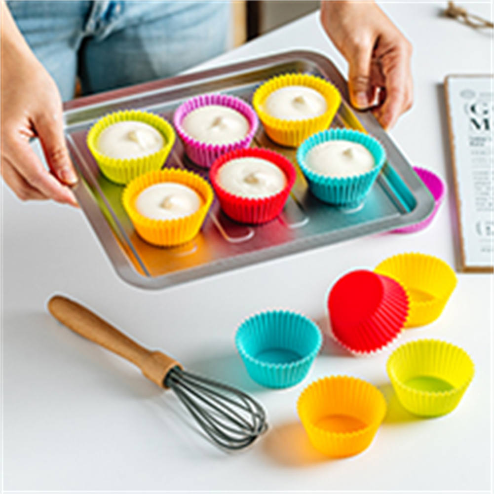 12 unids/set molde de silicona para pastel de forma redonda herramientas de decoración de pasteles DIY moldes para hornear magdalenas y magdalenas cocina utensilios para hornear fabricante