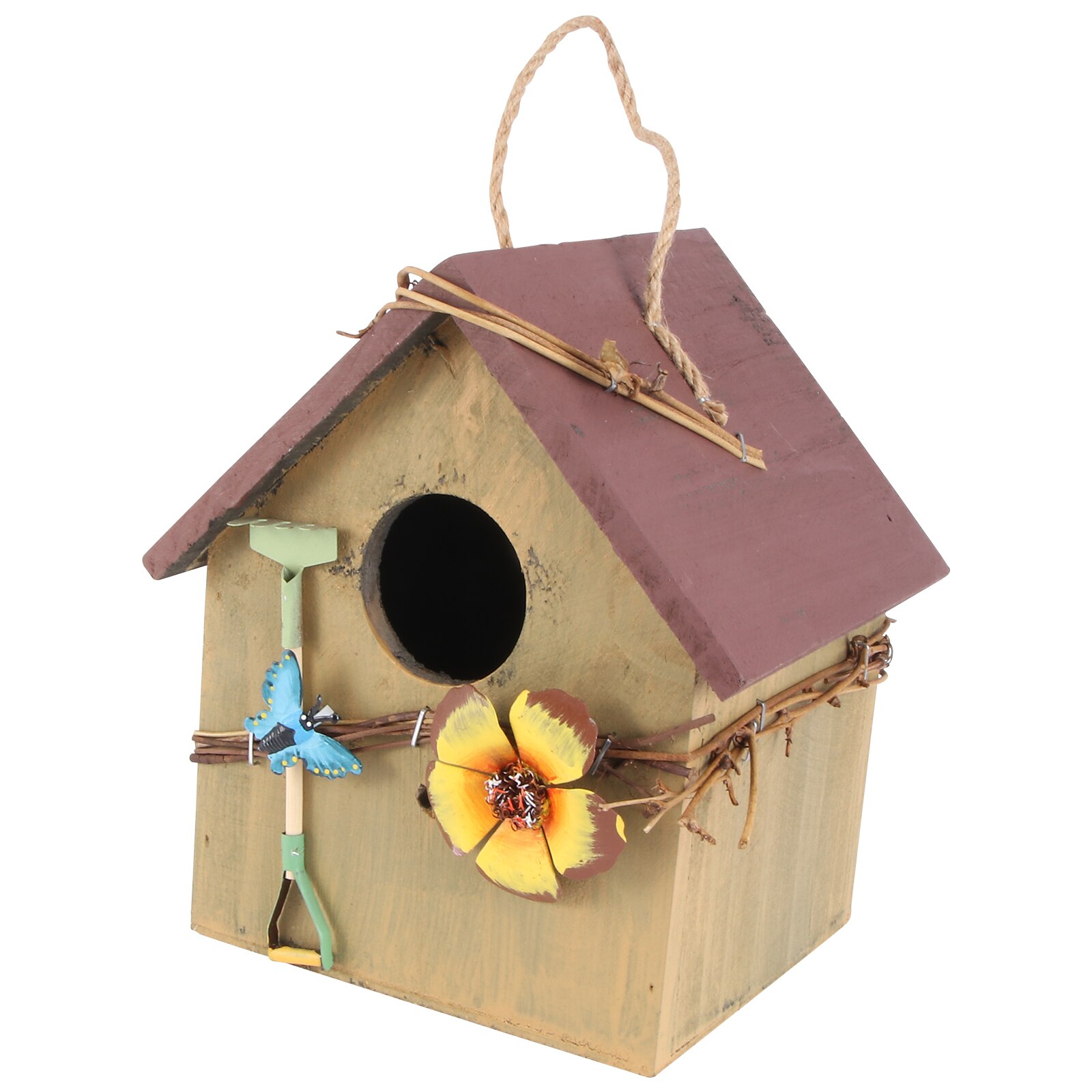 1Pc Wood Bird Nest Outdoor Wood Hanging Bird House Garden Hanging Bird Nest: Assorted Color