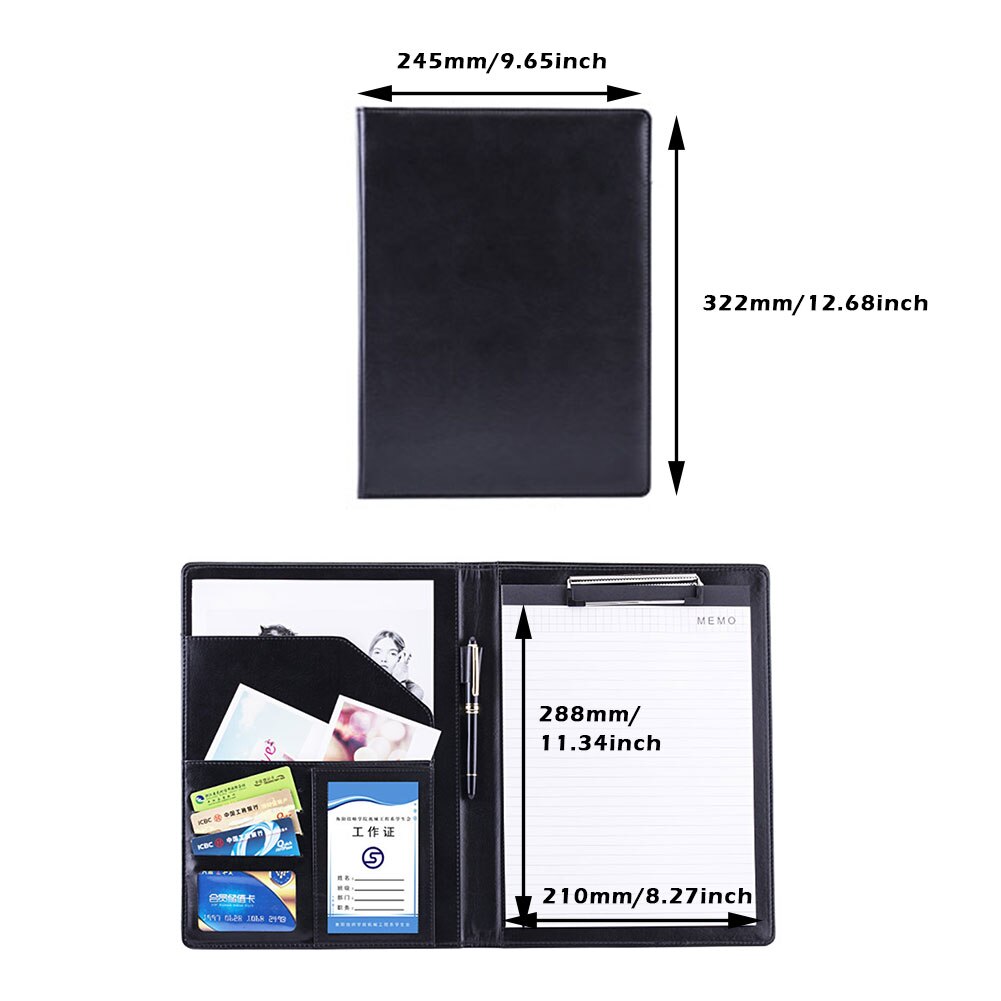 A4 Multifunctional Folder Card Storage With Notepad Clipboard Folder A4 File Multi Pocket Learning Office Supplies Note Book