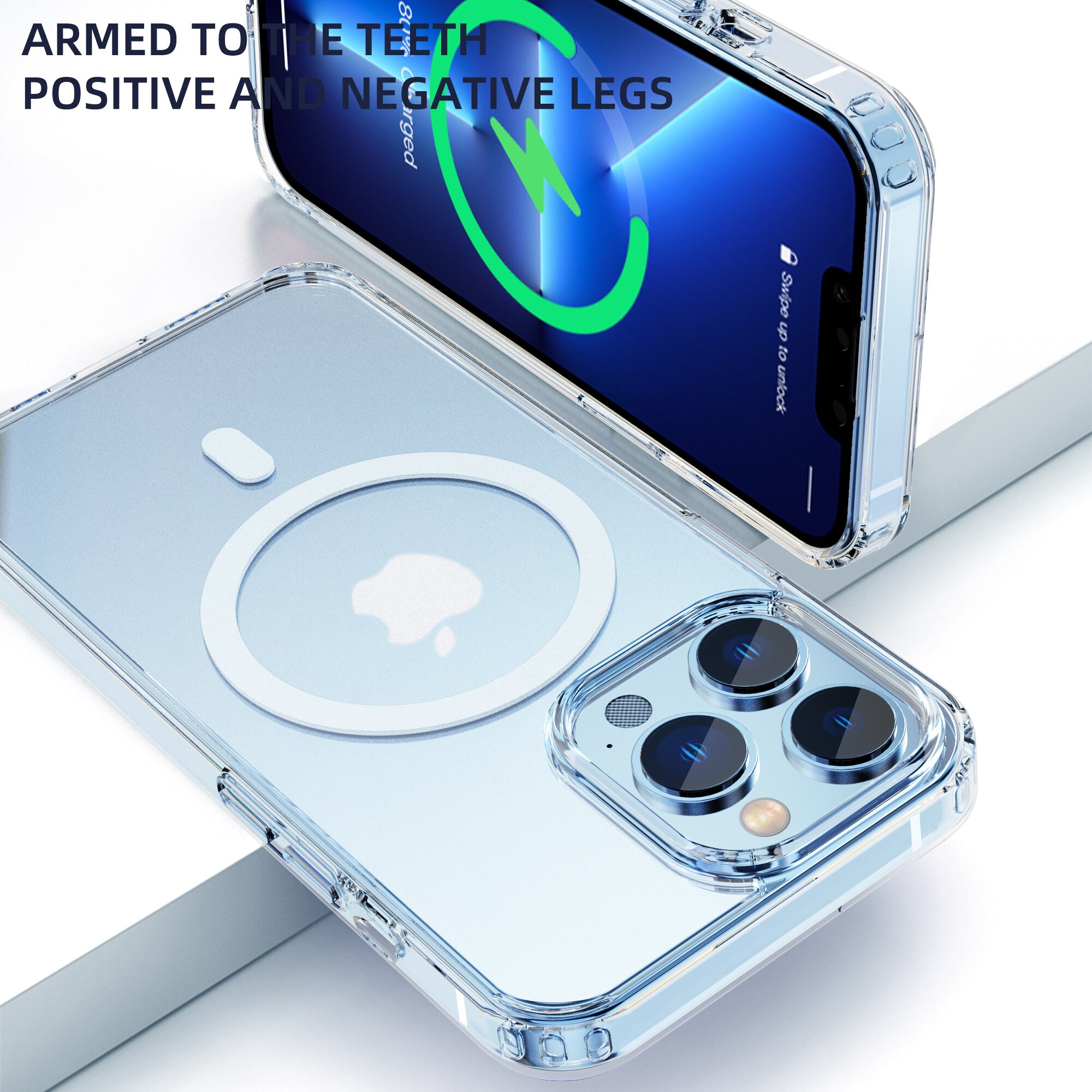 LNIOES iPhone 13 süper manyetik kılıf 13 Pro TPU PC mat saydam kablosuz şarj kapak iPhone 13 Pro max durumda RK9624