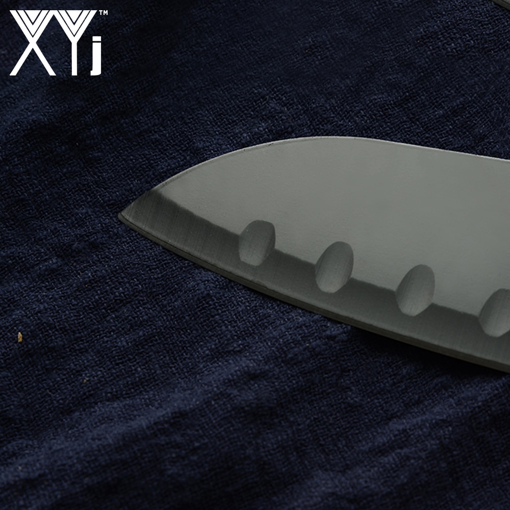Xyj 6 stk sett kokk skjære brød santoku verktøyskjærekniv 3 cr 13 svart skarpt blad kjøkken kokekniver sett med bladdeksel